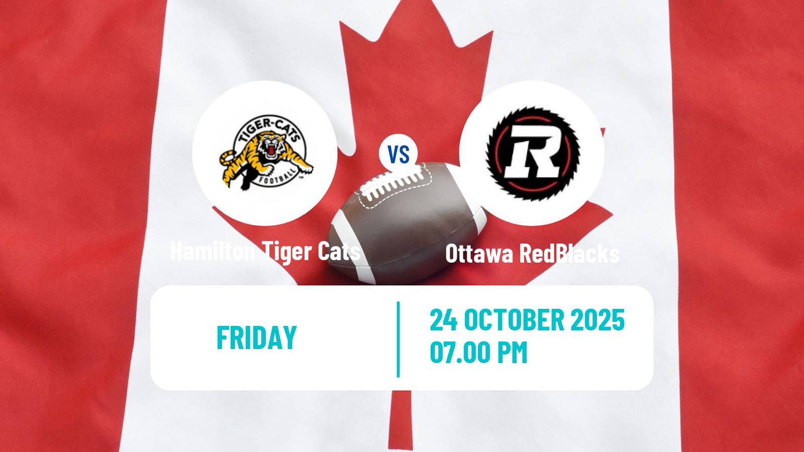 Canadian football CFL Hamilton Tiger Cats - Ottawa RedBlacks
