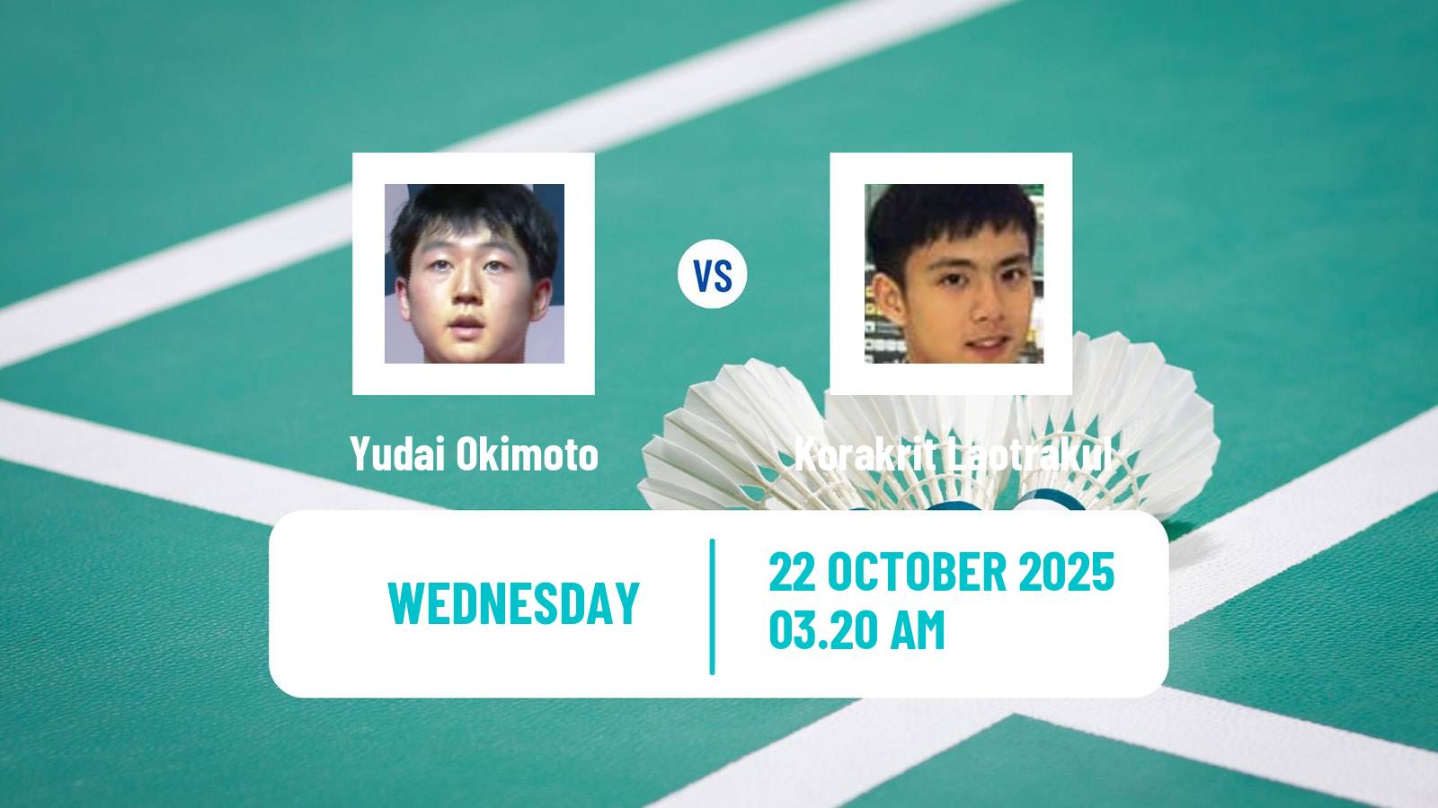Badminton BWF World Tour Indonesia Masters 3 Men Yudai Okimoto - Korakrit Laotrakul
