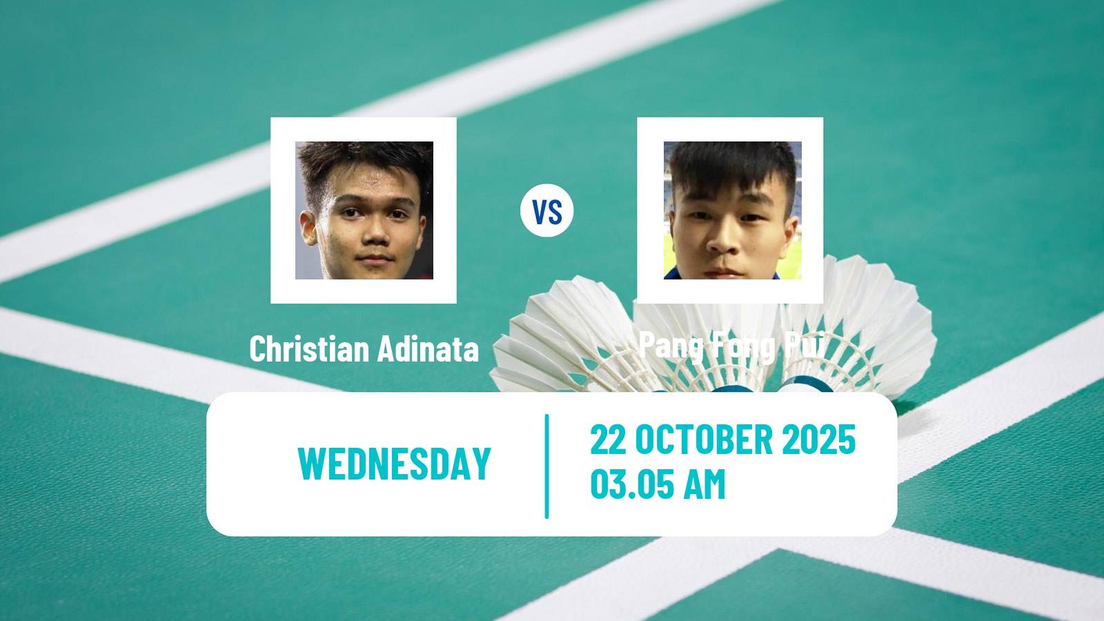 Badminton BWF World Tour Indonesia Masters 3 Men Christian Adinata - Pang Fong Pui