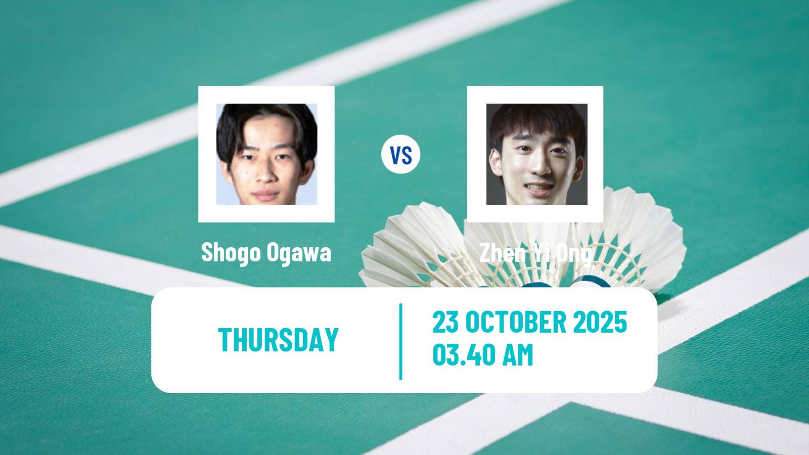 Badminton BWF World Tour Indonesia Masters 3 Men Shogo Ogawa - Zhen Yi Ong