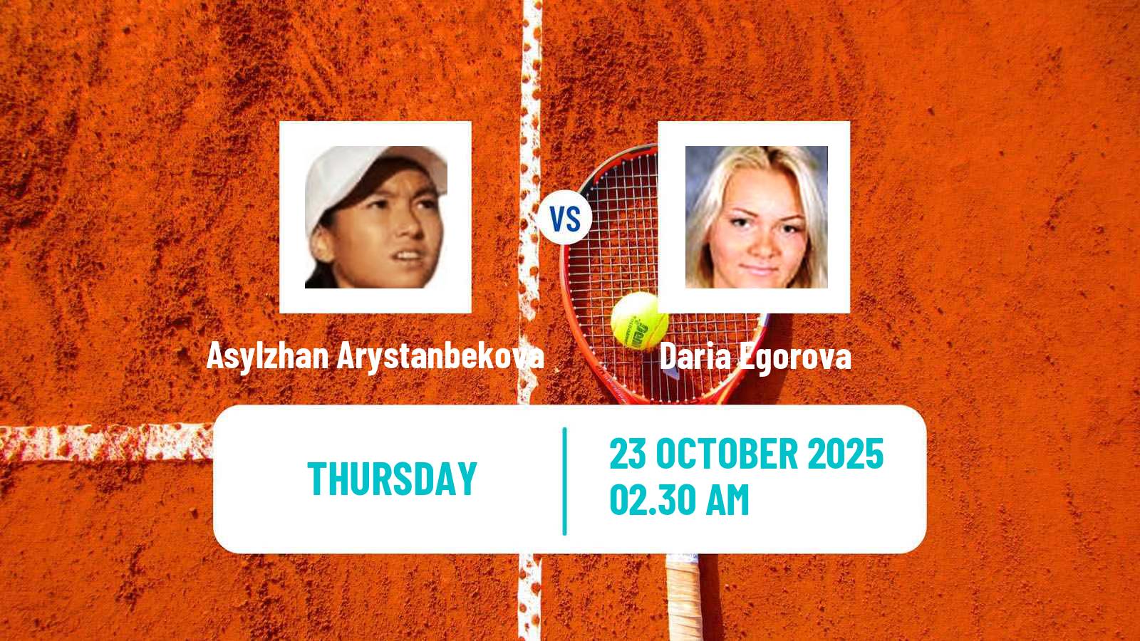 Tennis ITF W15 Tashkent 3 Women Asylzhan Arystanbekova - Daria Egorova