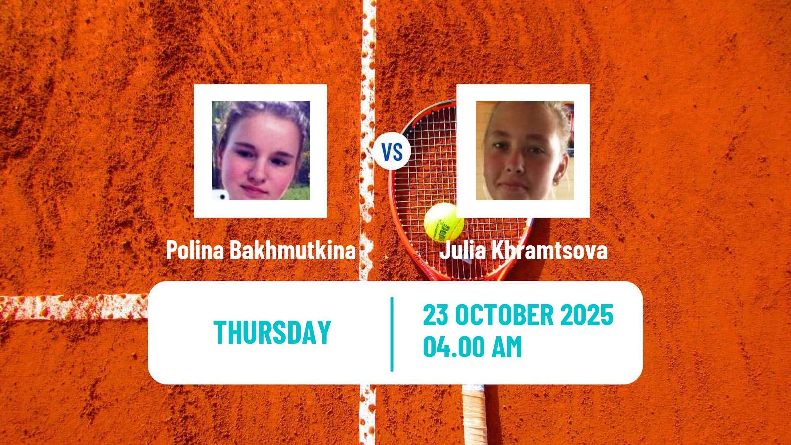 Tennis ITF W15 Tashkent 3 Women Polina Bakhmutkina - Julia Khramtsova