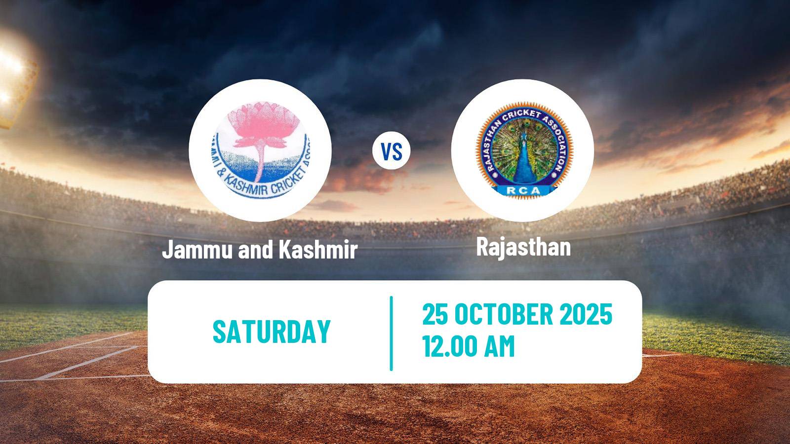 Cricket Ranji Trophy Jammu and Kashmir - Rajasthan
