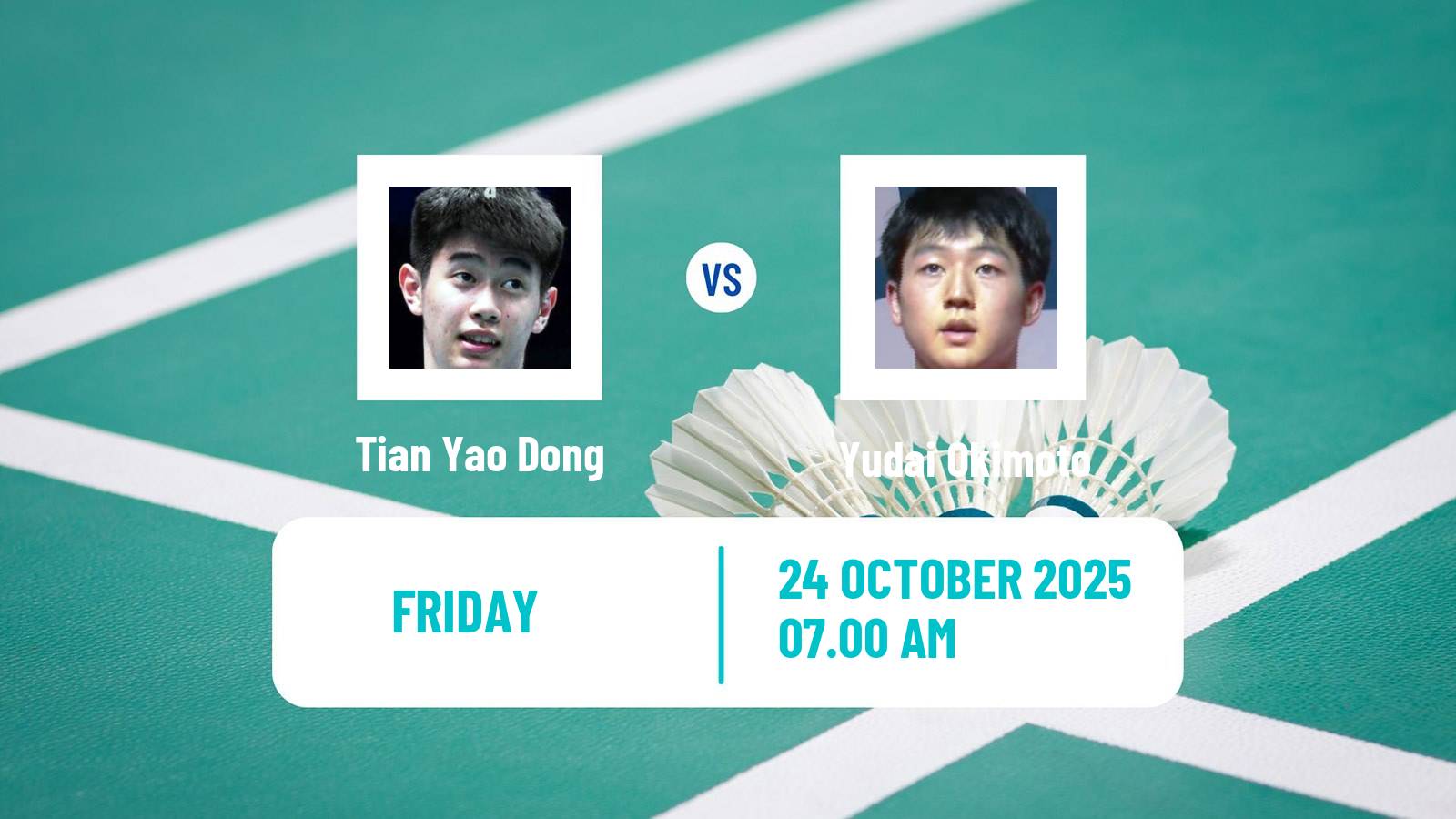 Badminton BWF World Tour Indonesia Masters 3 Men Tian Yao Dong - Yudai Okimoto