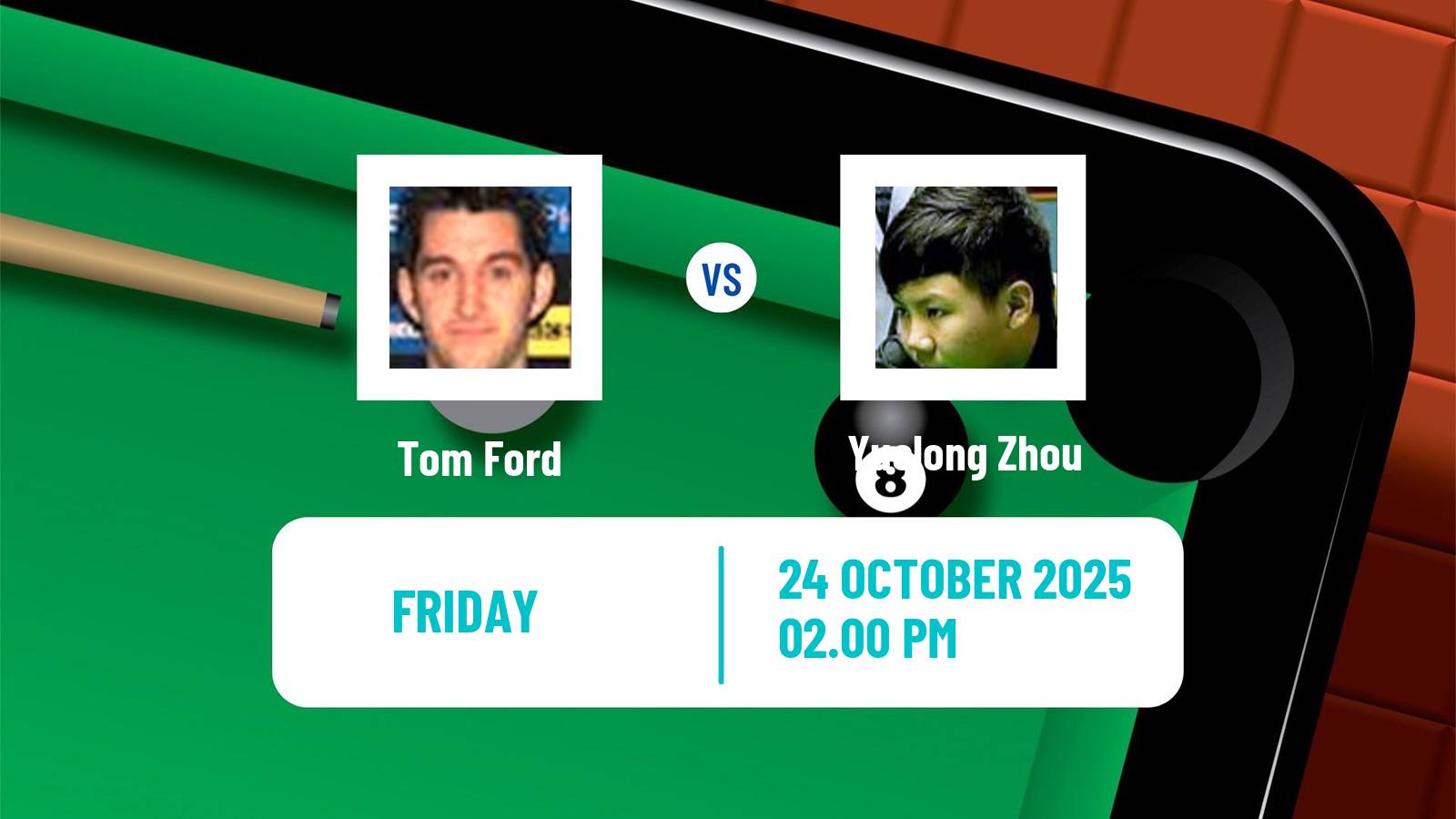 Snooker Northern Ireland Open Tom Ford - Yuelong Zhou