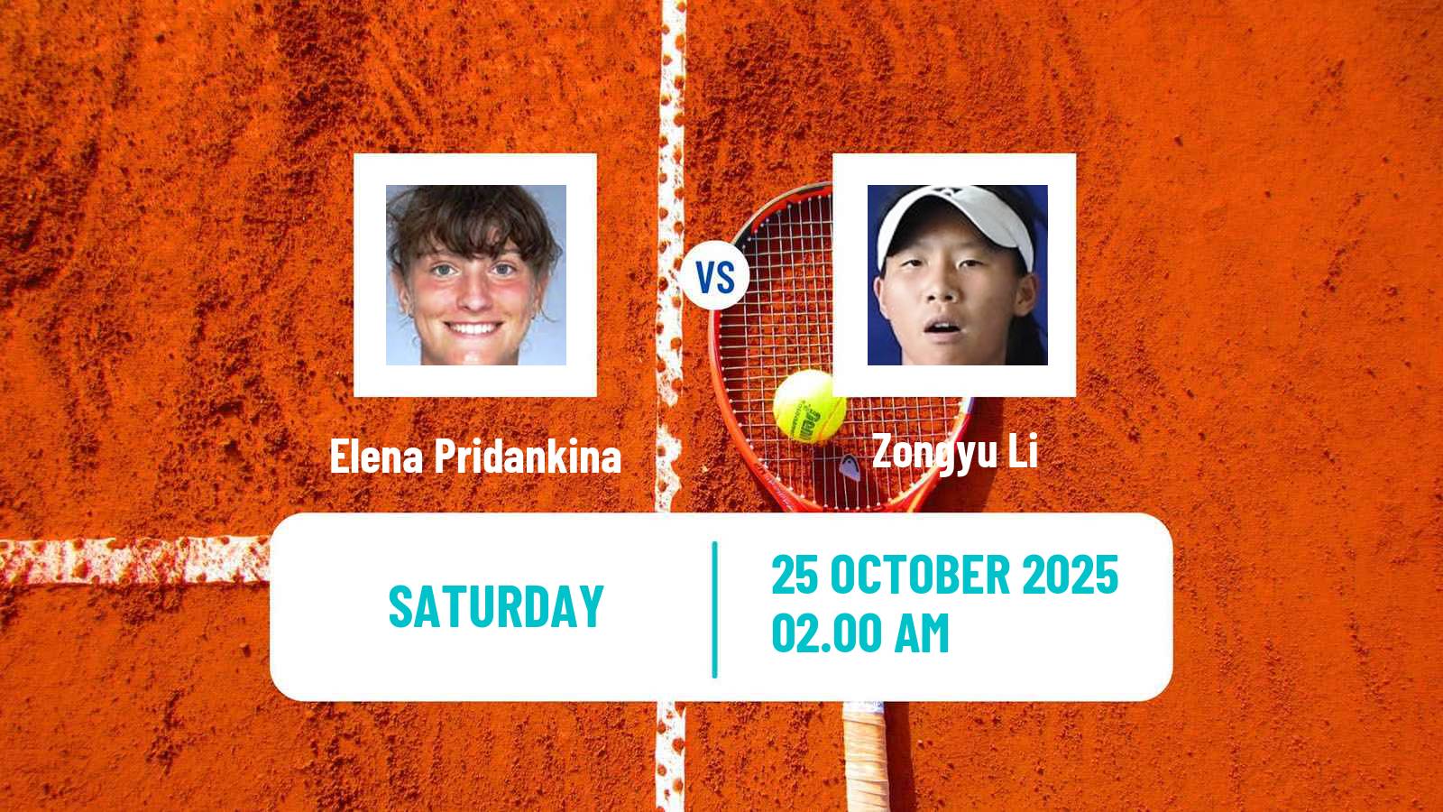 Tennis WTA Jiujiang Elena Pridankina - Zongyu Li