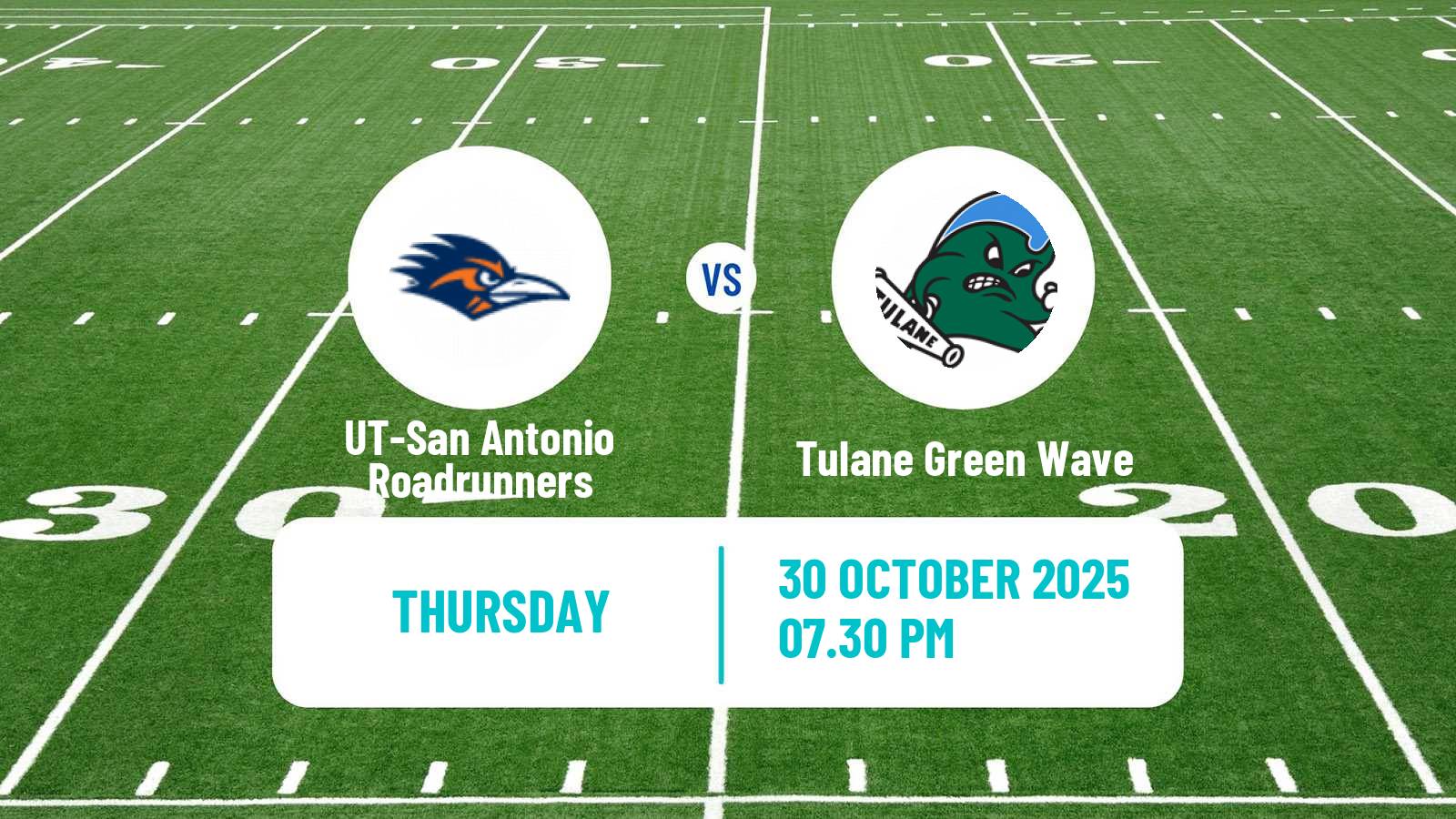 American football NCAA College Football UT-San Antonio Roadrunners - Tulane Green Wave