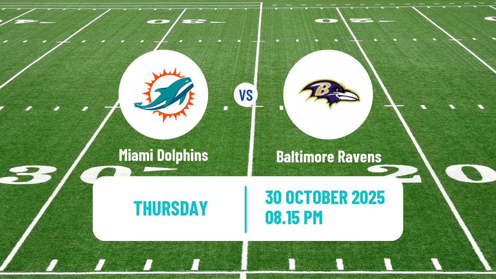 American football NFL Miami Dolphins - Baltimore Ravens