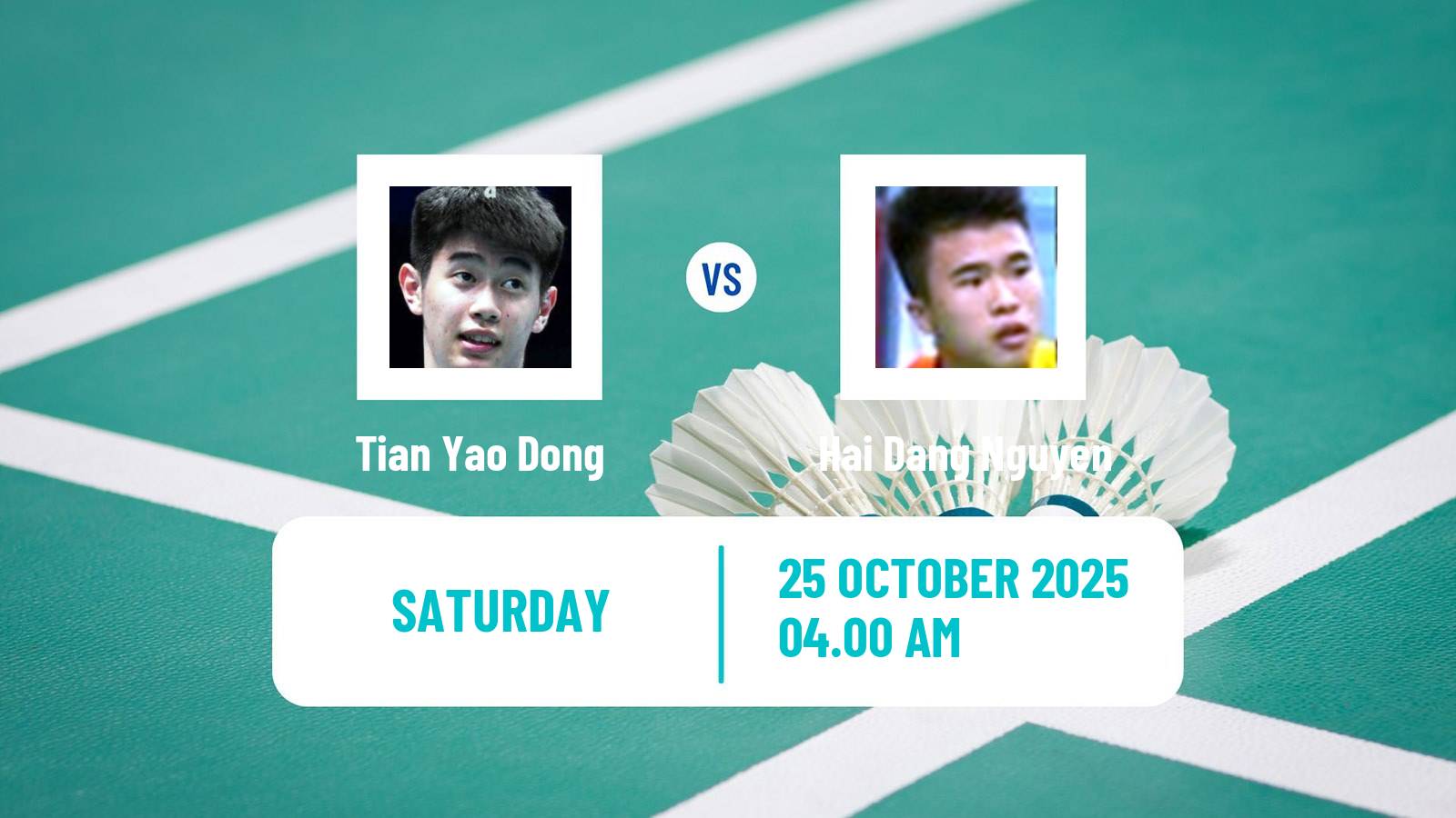 Badminton BWF World Tour Indonesia Masters 3 Men Tian Yao Dong - Hai Dang Nguyen