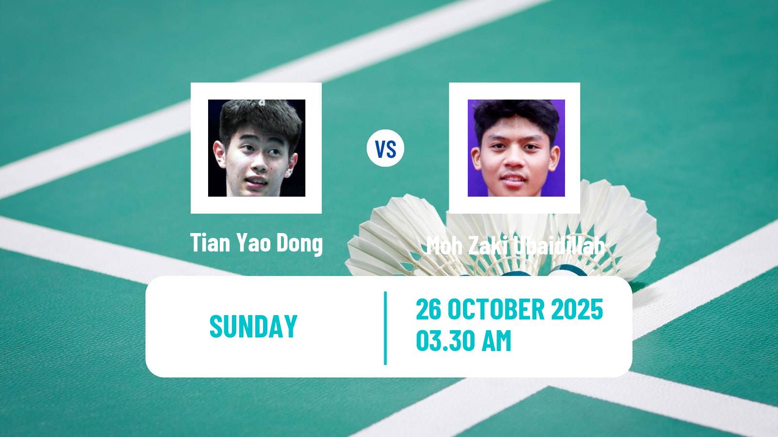 Badminton BWF World Tour Indonesia Masters 3 Men Tian Yao Dong - Moh Zaki Ubaidillah
