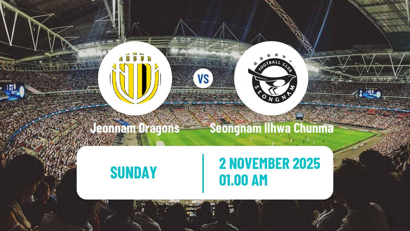 Football South Korean K-League 2 Jeonnam Dragons - Seongnam Ilhwa Chunma