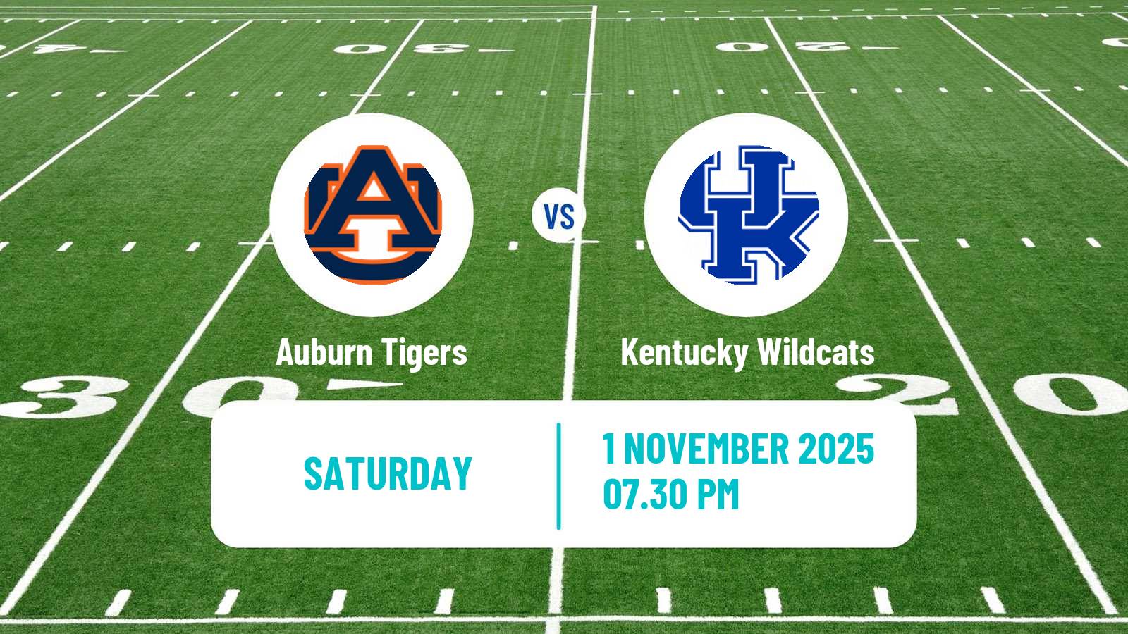 American football NCAA College Football Auburn Tigers - Kentucky Wildcats