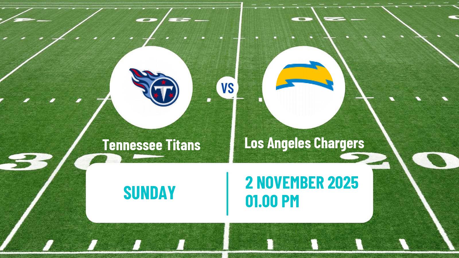 American football NFL Tennessee Titans - Los Angeles Chargers