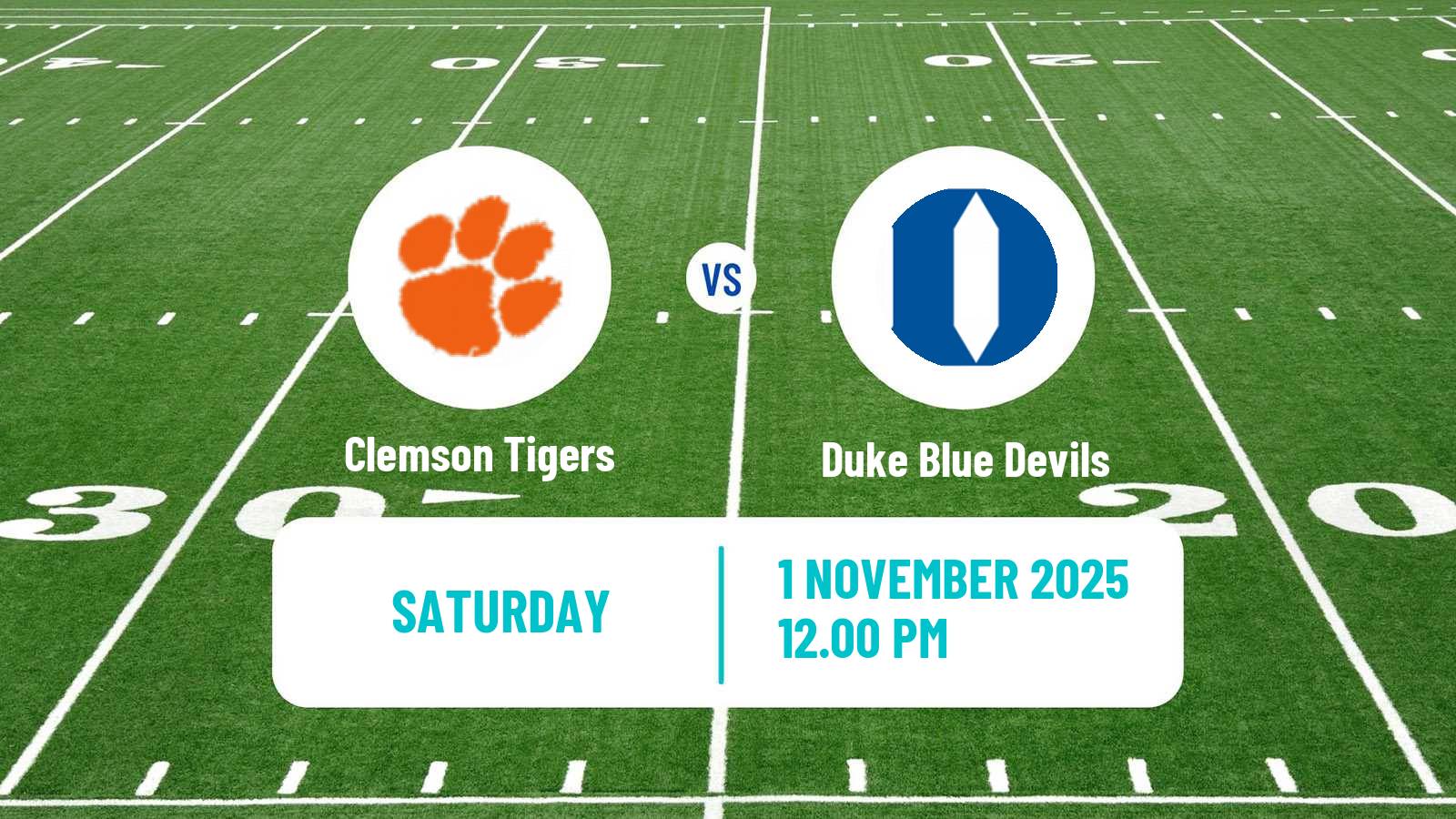 American football NCAA College Football Clemson Tigers - Duke Blue Devils