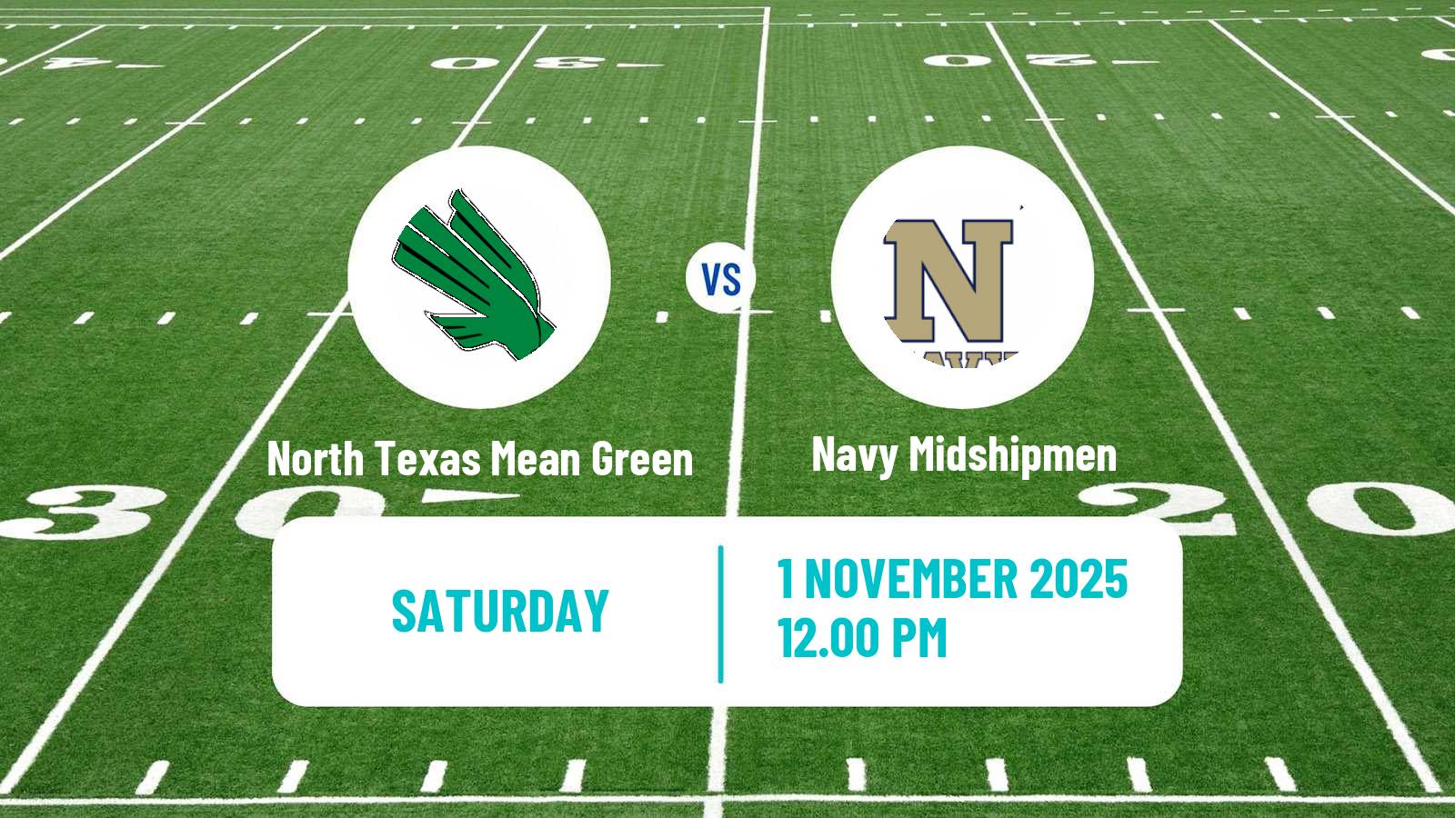 American football NCAA College Football North Texas Mean Green - Navy Midshipmen