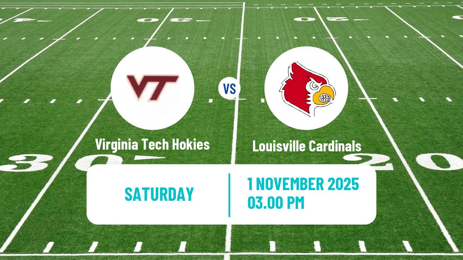 American football NCAA College Football Virginia Tech Hokies - Louisville Cardinals