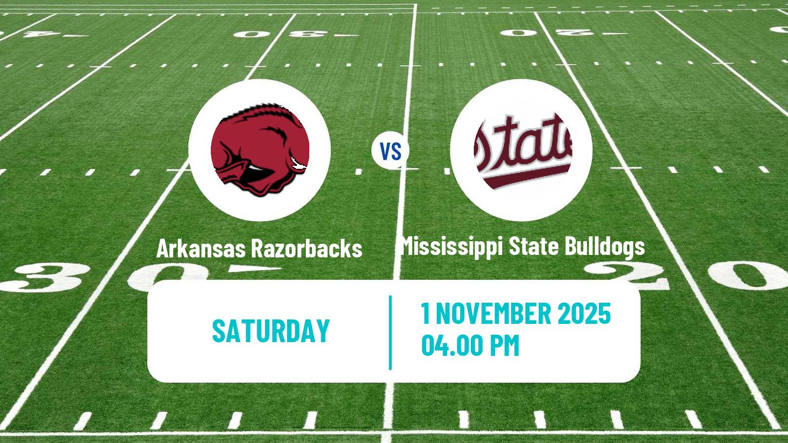 American football NCAA College Football Arkansas Razorbacks - Mississippi State Bulldogs