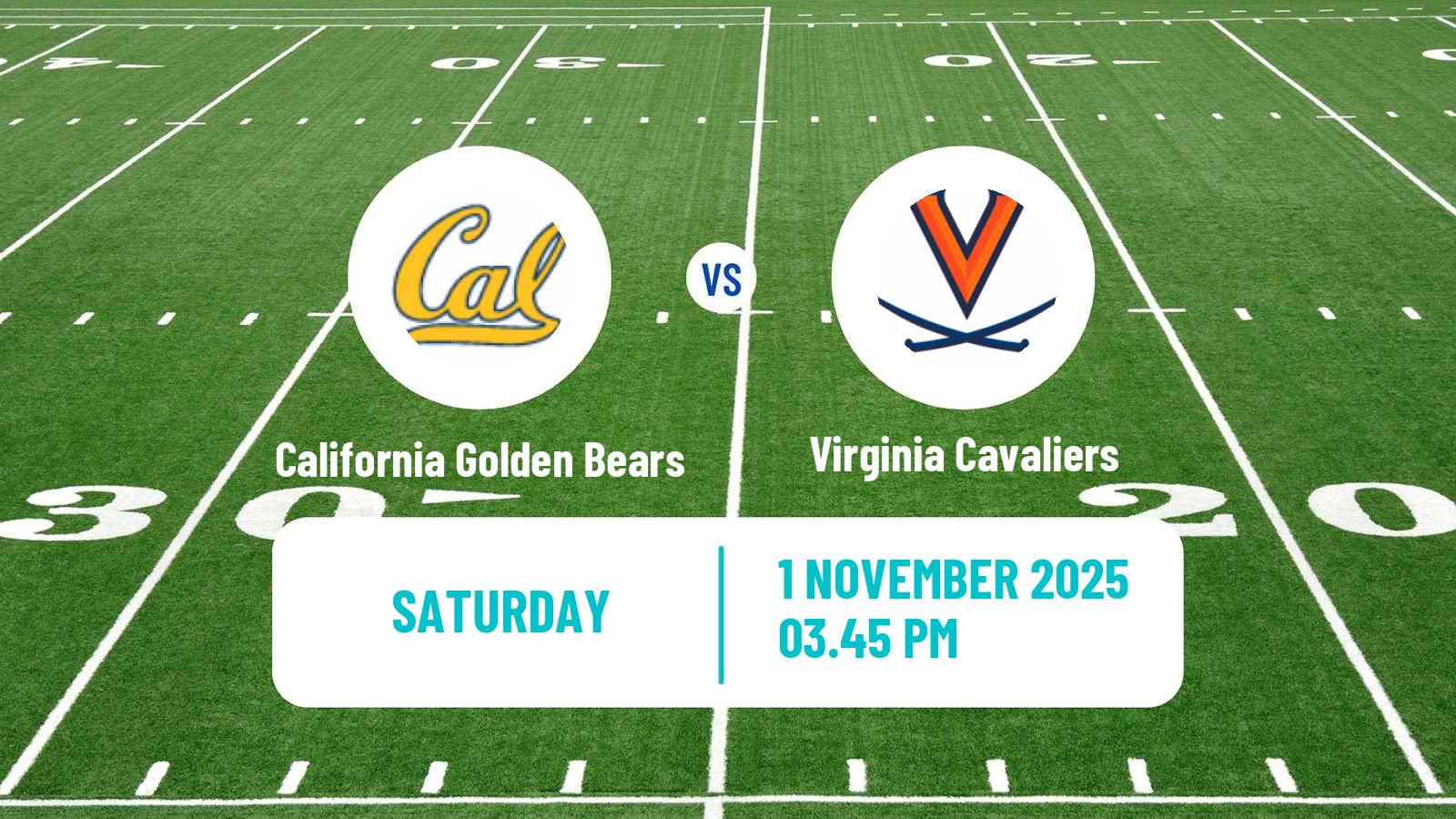 American football NCAA College Football California Golden Bears - Virginia Cavaliers
