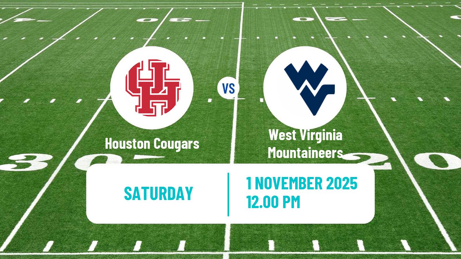 American football NCAA College Football Houston Cougars - West Virginia Mountaineers