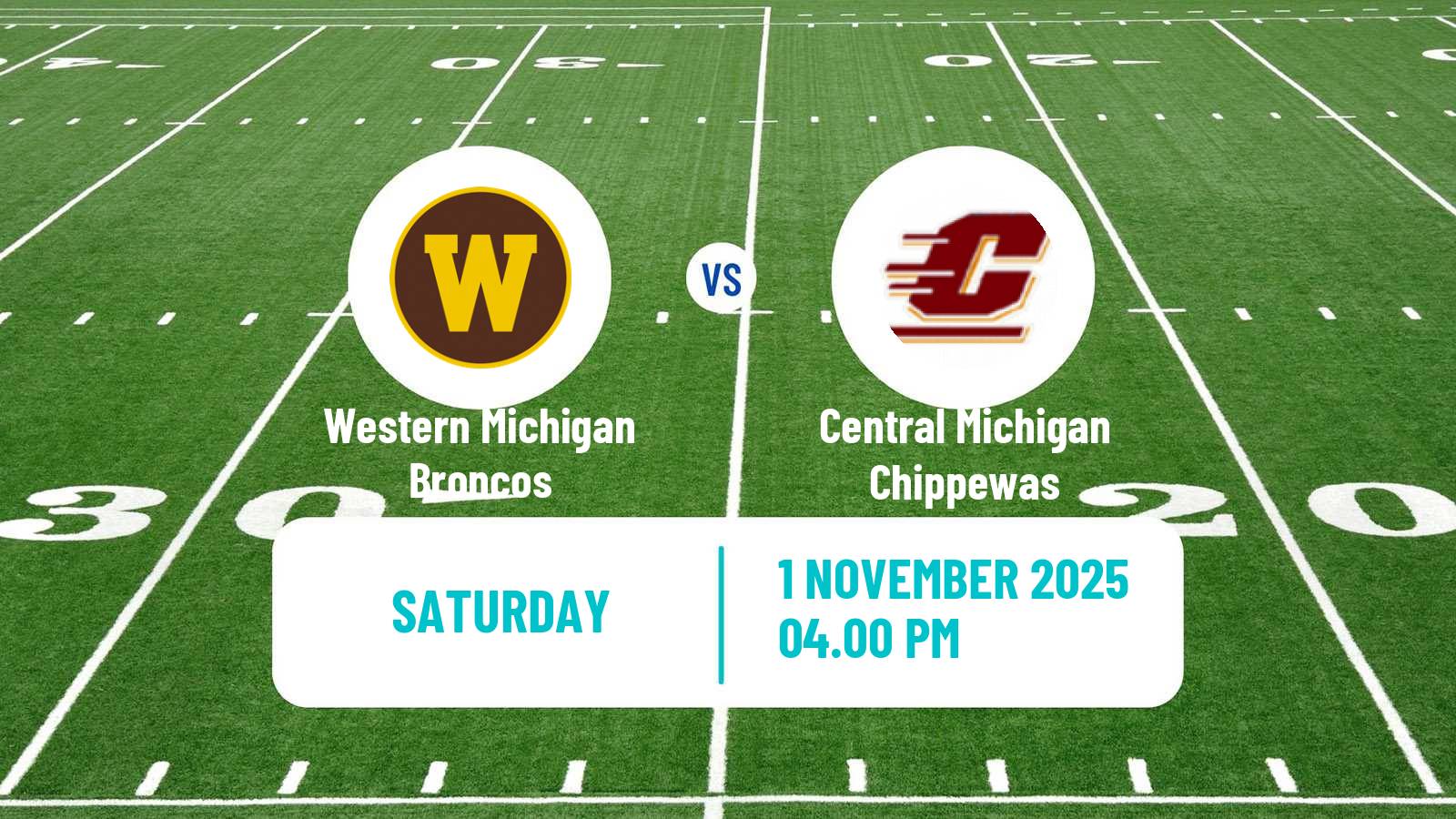 American football NCAA College Football Western Michigan Broncos - Central Michigan Chippewas