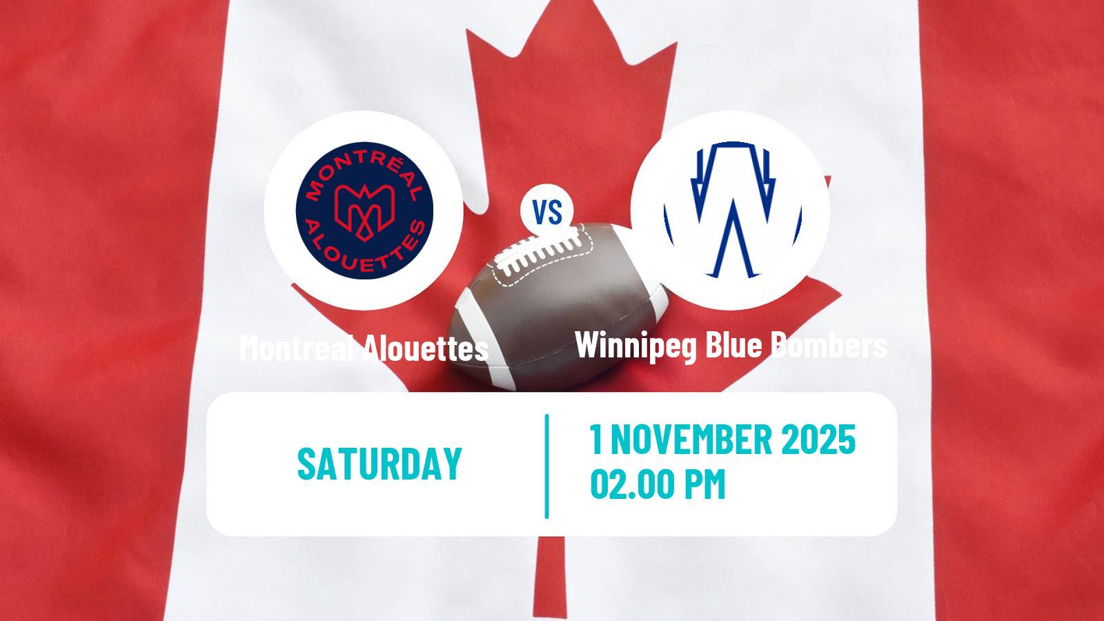 Canadian football CFL Montreal Alouettes - Winnipeg Blue Bombers