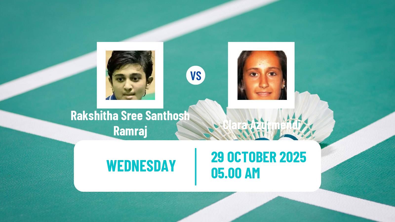Badminton BWF World Tour Hylo Open Women Rakshitha Sree Santhosh Ramraj - Clara Azurmendi