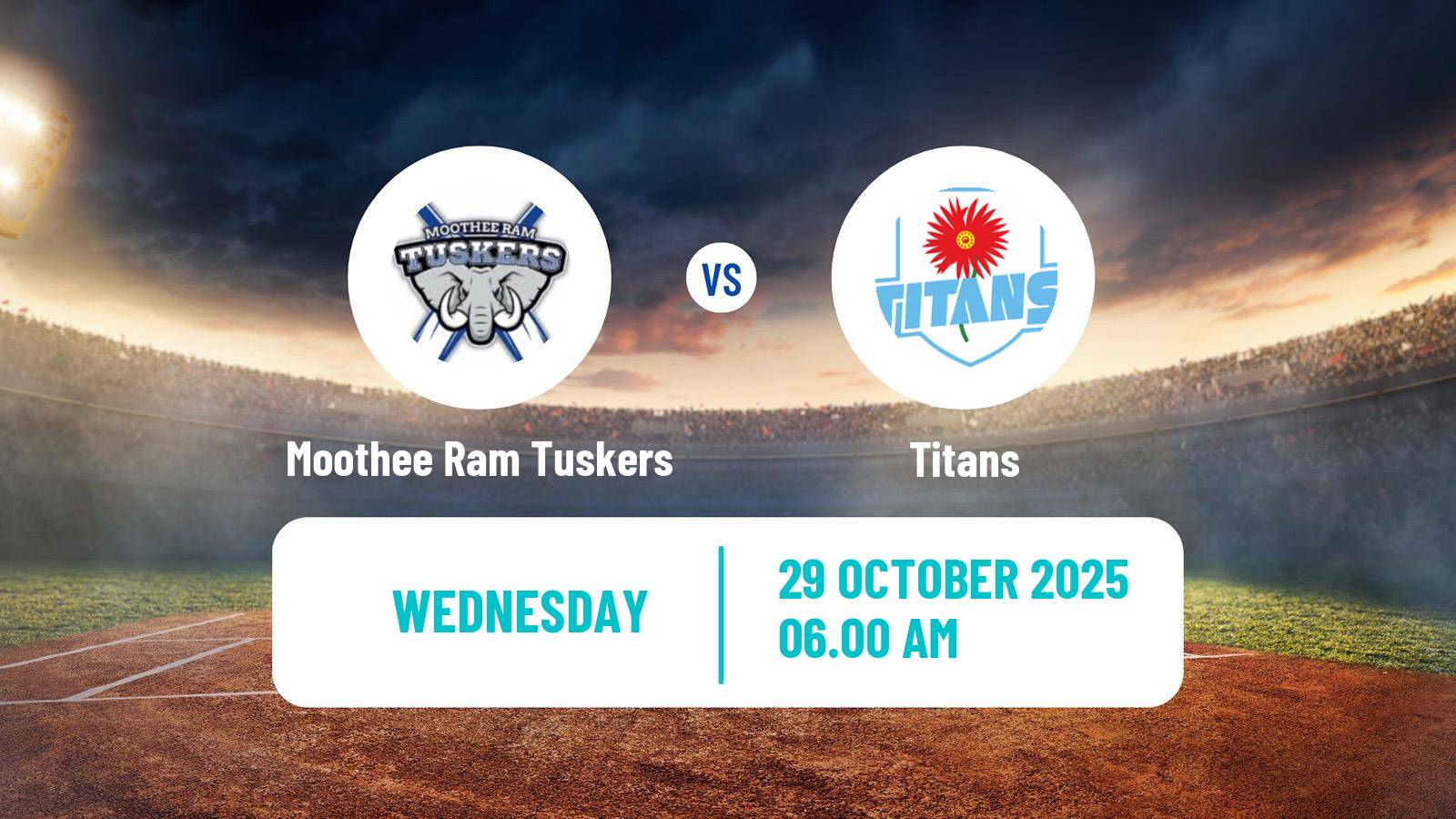 Cricket CSA T20 Challenge Moothee Ram Tuskers - Titans