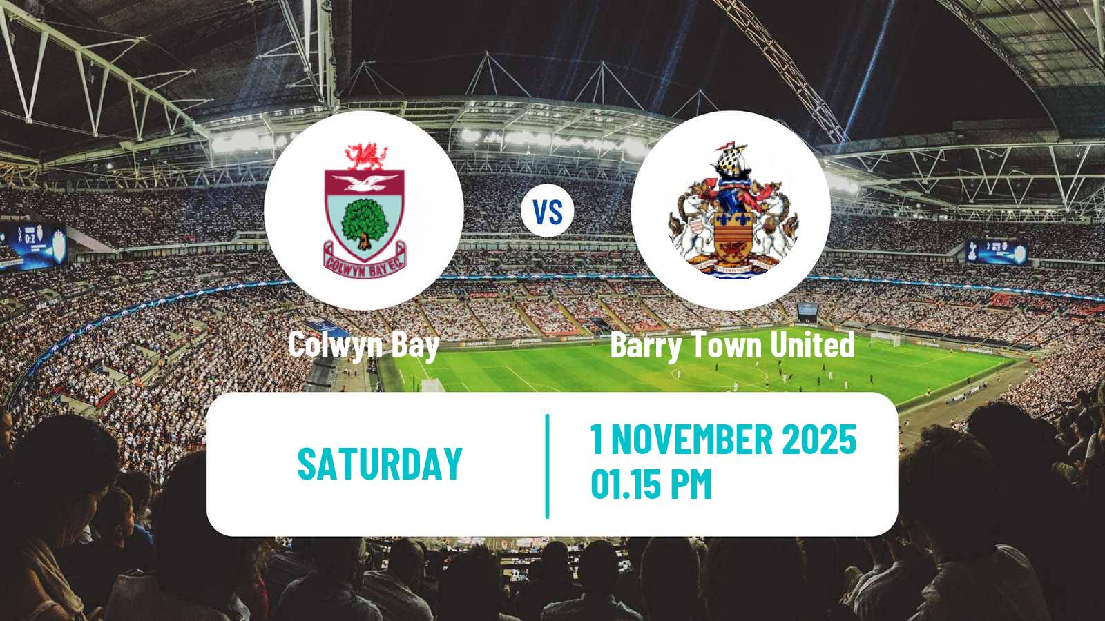 Football Welsh Cymru Premier Colwyn Bay - Barry Town United