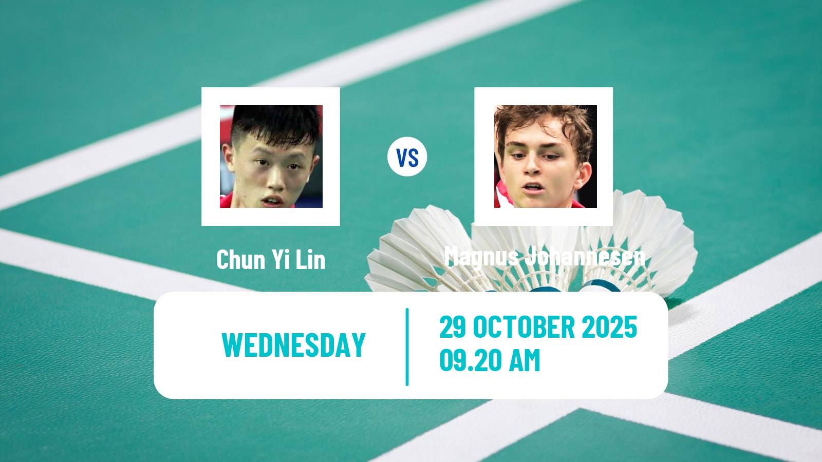 Badminton BWF World Tour Hylo Open Men Chun Yi Lin - Magnus Johannesen