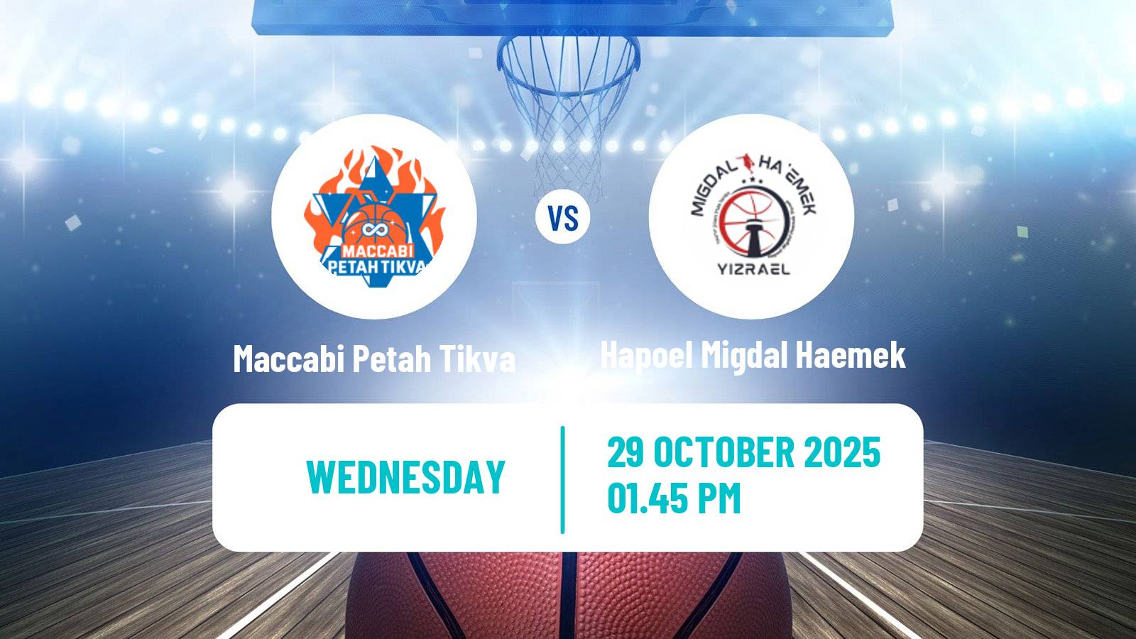 Basketball Israeli Liga Leumit Basketball Maccabi Petah Tikva - Hapoel Migdal Haemek