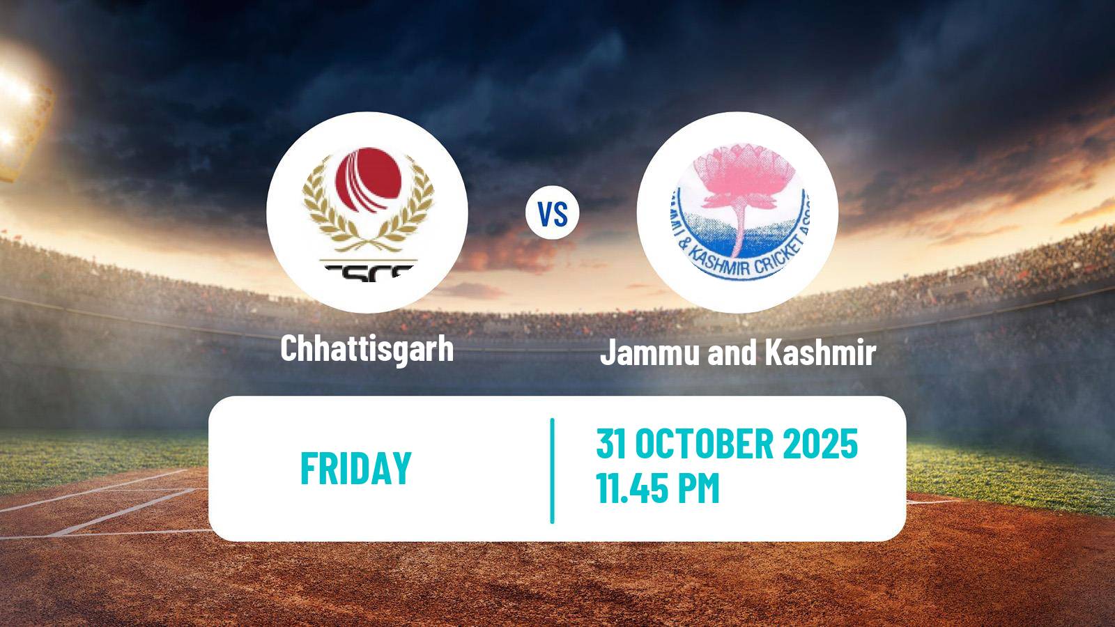 Cricket Ranji Trophy Chhattisgarh - Jammu and Kashmir