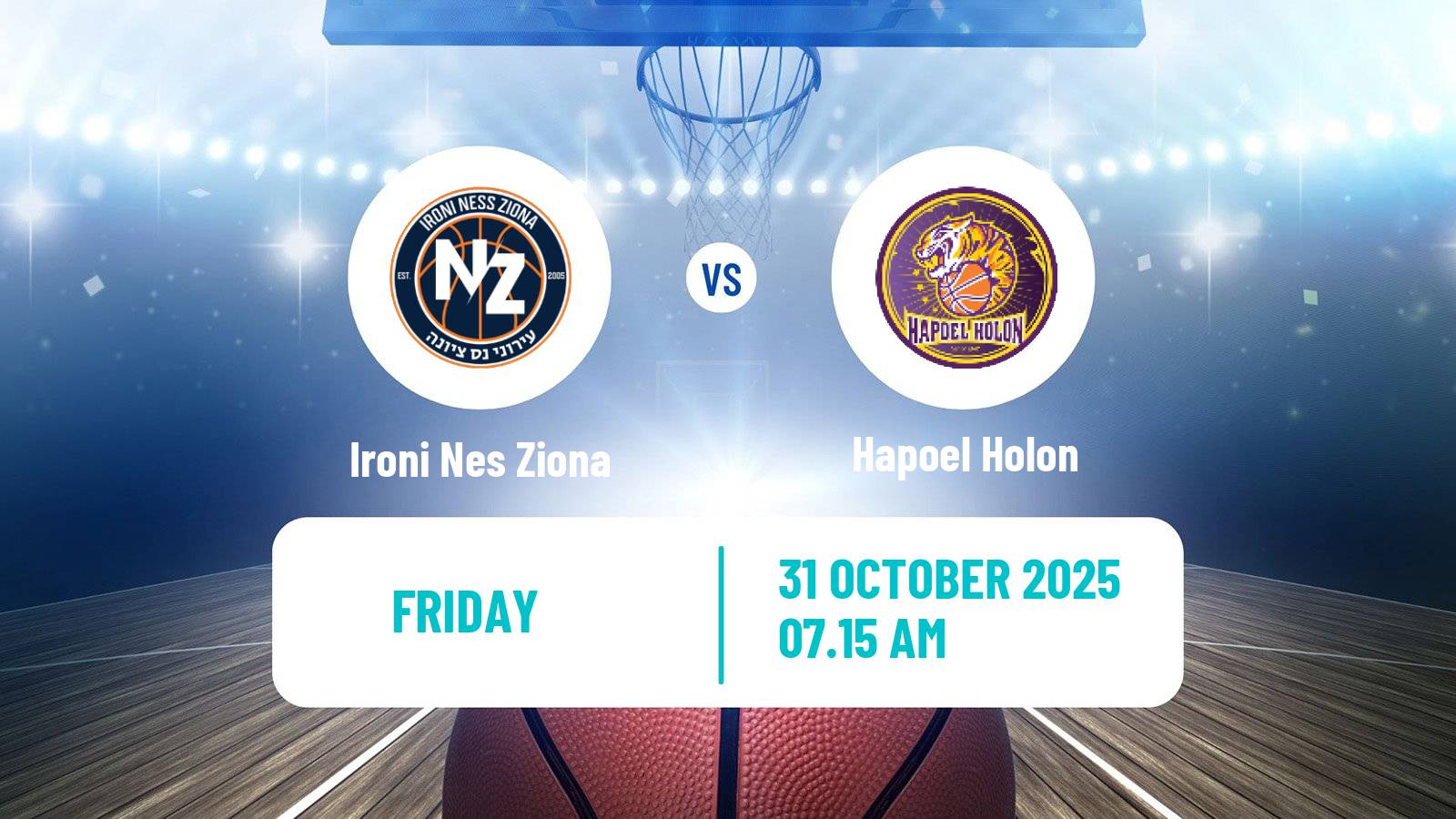 Basketball Israeli Basketball Super League Ironi Nes Ziona - Hapoel Holon