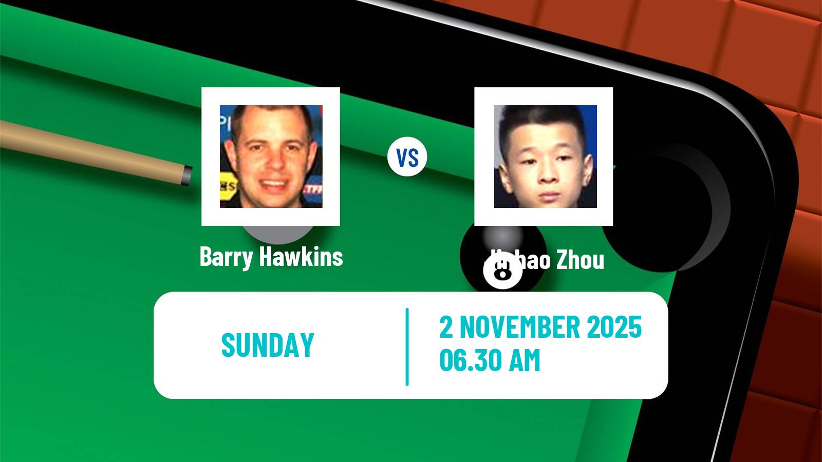 Snooker International Championship Barry Hawkins - Jinhao Zhou