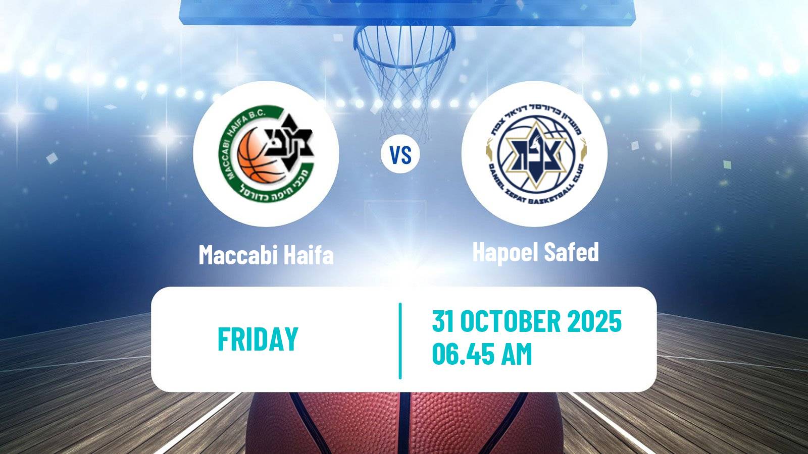 Basketball Israeli Liga Leumit Basketball Maccabi Haifa - Hapoel Safed