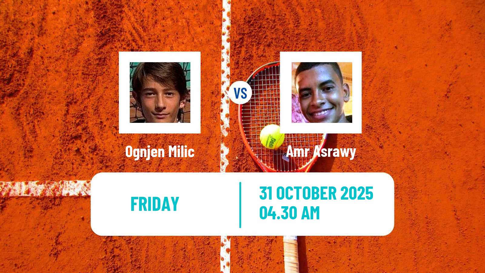 Tennis ITF M15 Sharm Elsheikh 16 Men Ognjen Milic - Amr Asrawy