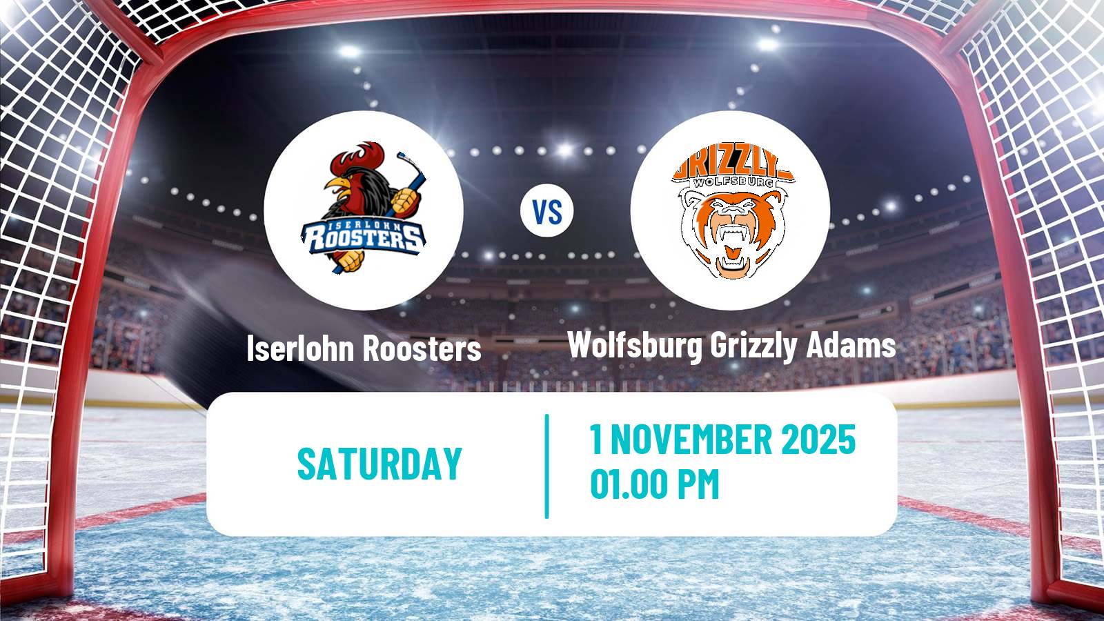 Hockey German Ice Hockey League Iserlohn Roosters - Wolfsburg Grizzly Adams