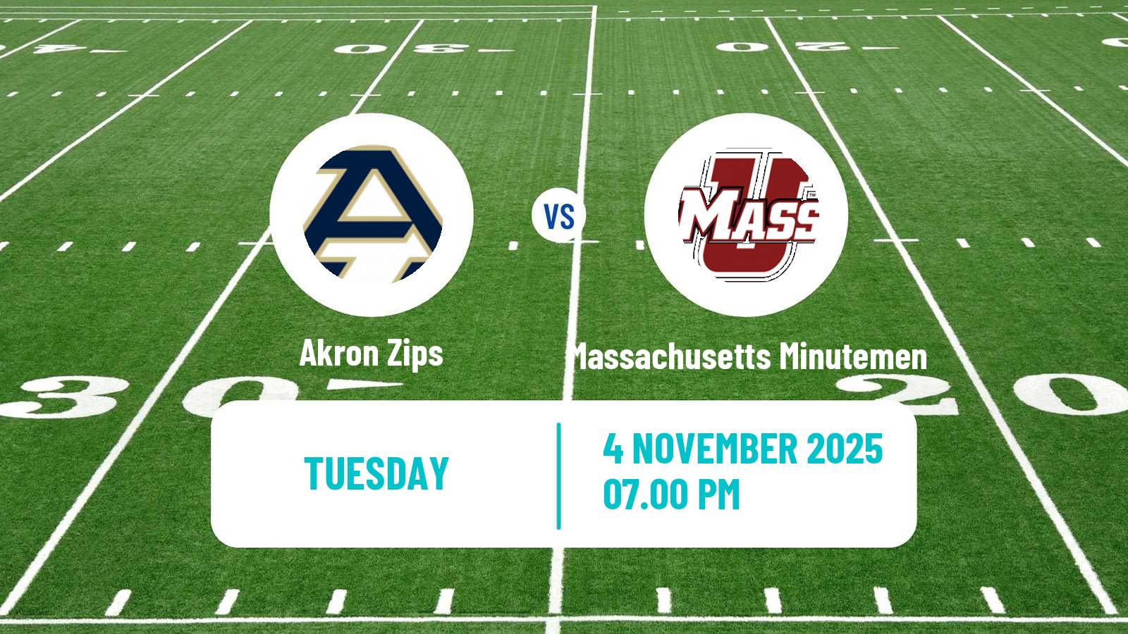 American football NCAA College Football Akron Zips - Massachusetts Minutemen