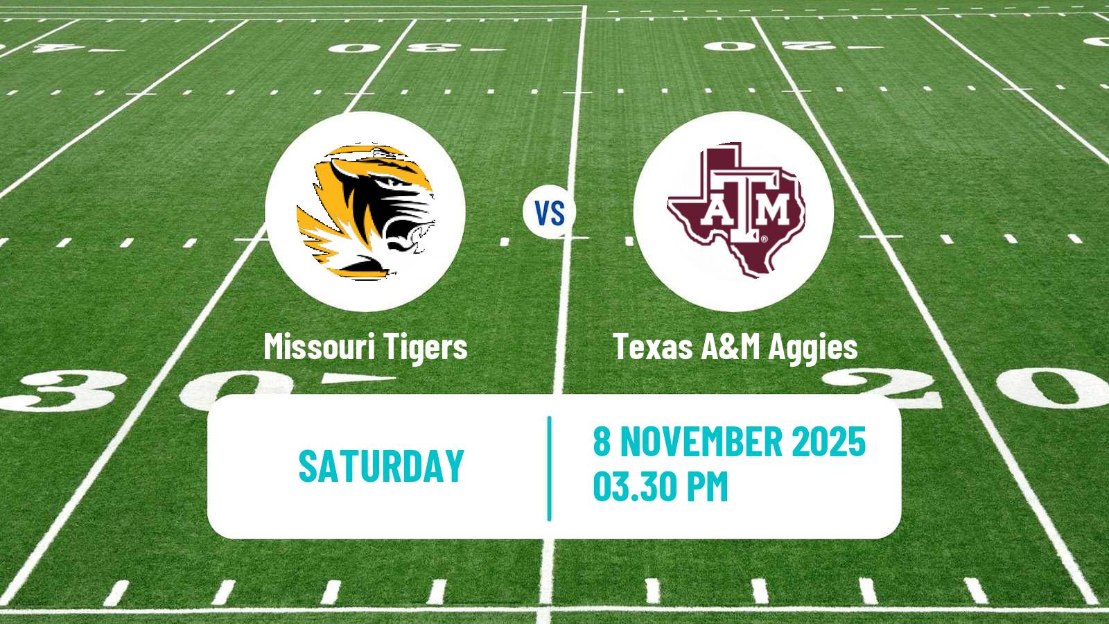 American football NCAA College Football Missouri Tigers - Texas A&M Aggies
