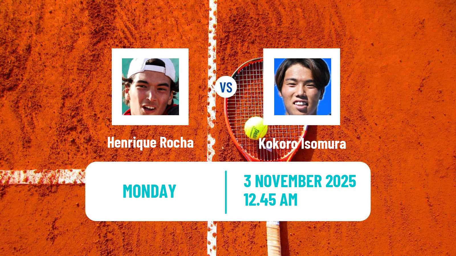 Tennis Matsuyama Challenger Men Henrique Rocha - Kokoro Isomura