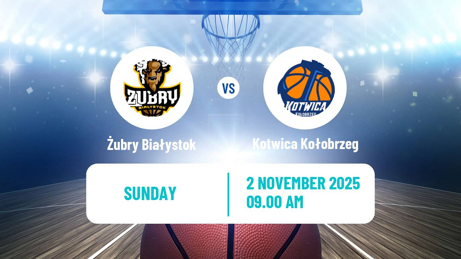 Basketball Polish 1 Liga Basketball Żubry Białystok - Kotwica Kołobrzeg