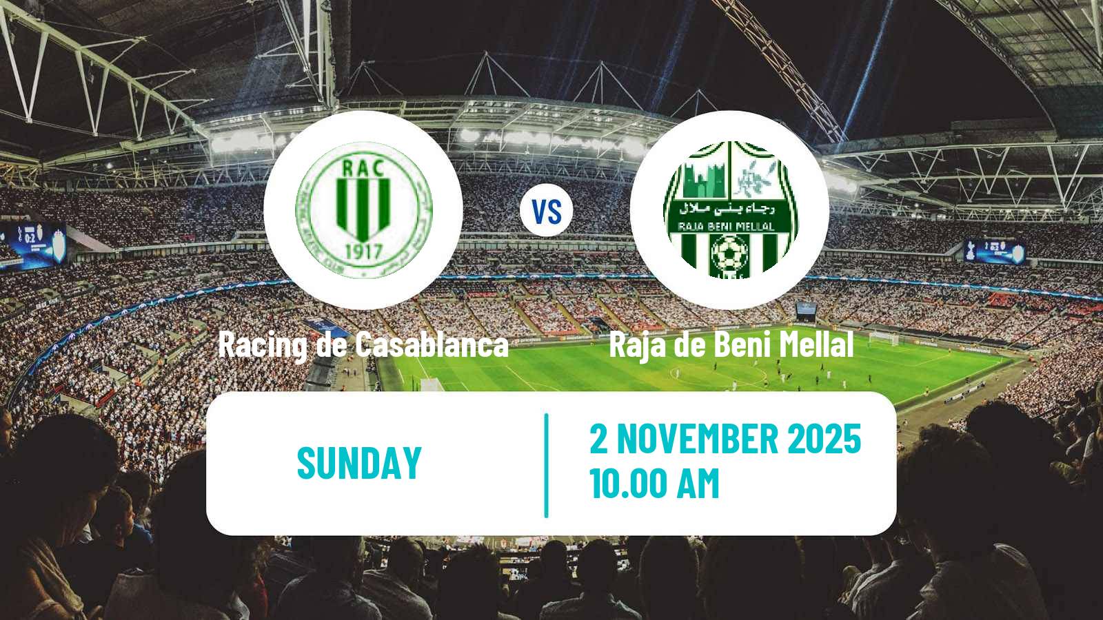 Football Moroccan Botola 2 Racing de Casablanca - Raja de Beni Mellal