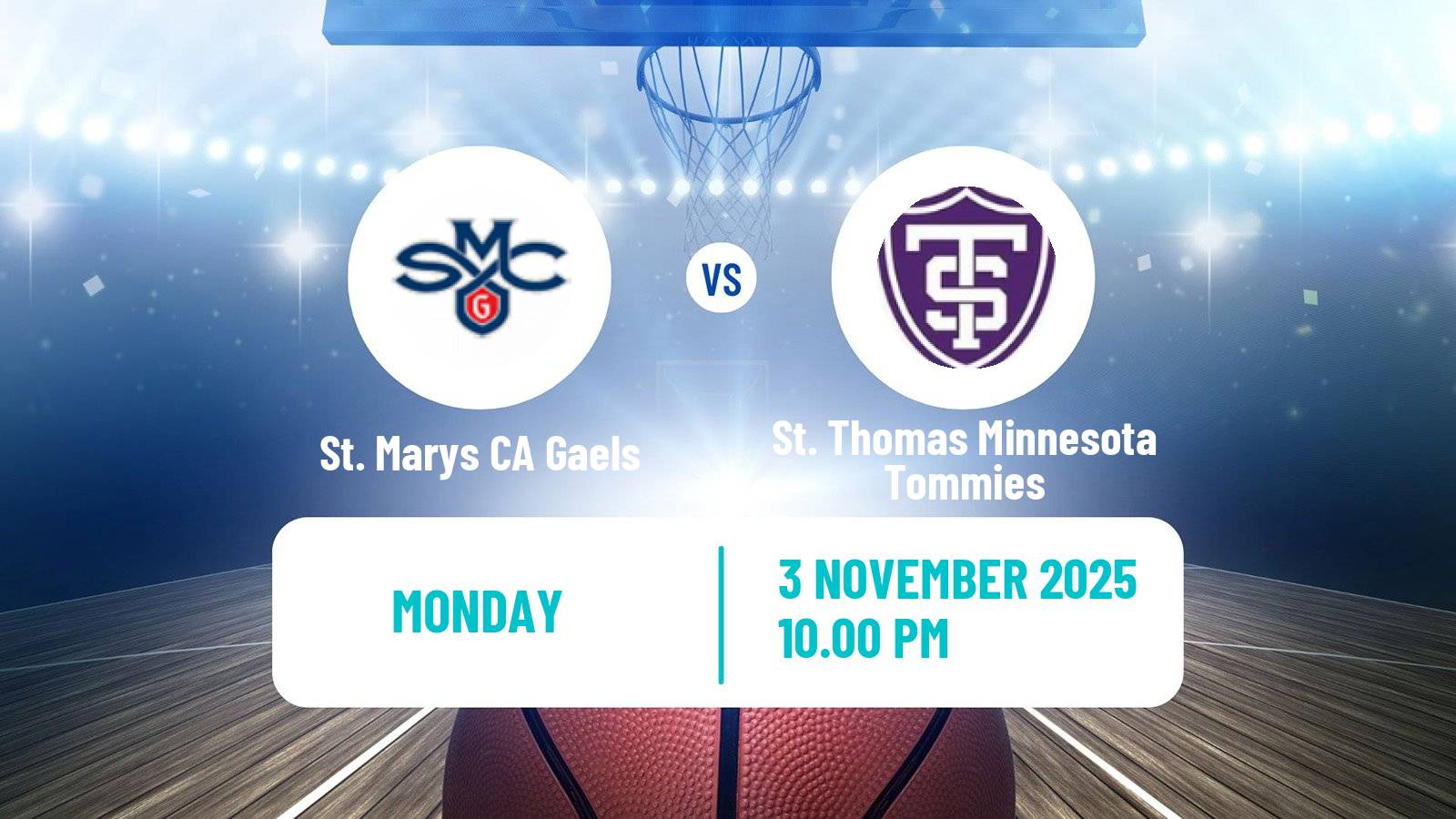 Basketball NCAA College Basketball St. Marys CA Gaels - St. Thomas Minnesota Tommies