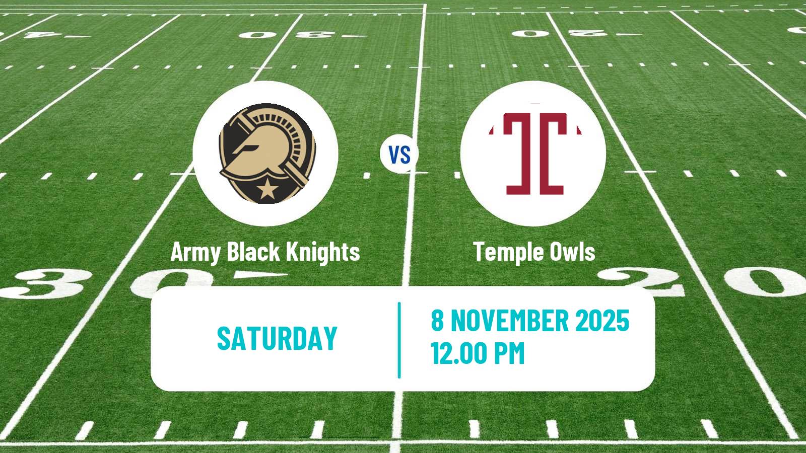 American football NCAA College Football Army Black Knights - Temple Owls