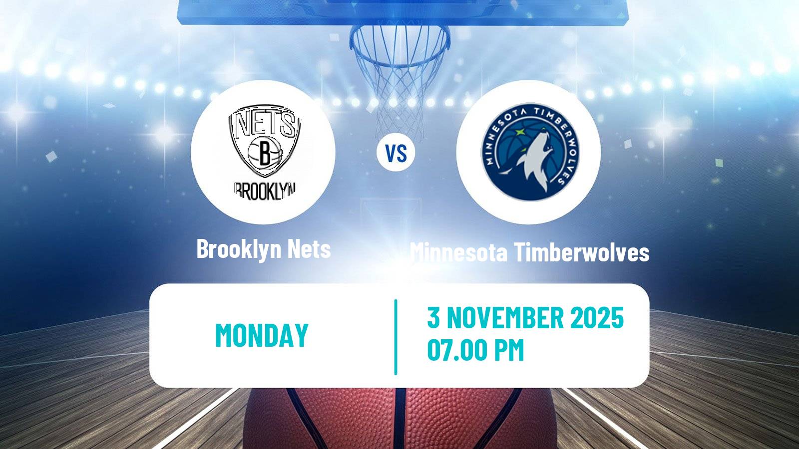 Basketball NBA Brooklyn Nets - Minnesota Timberwolves