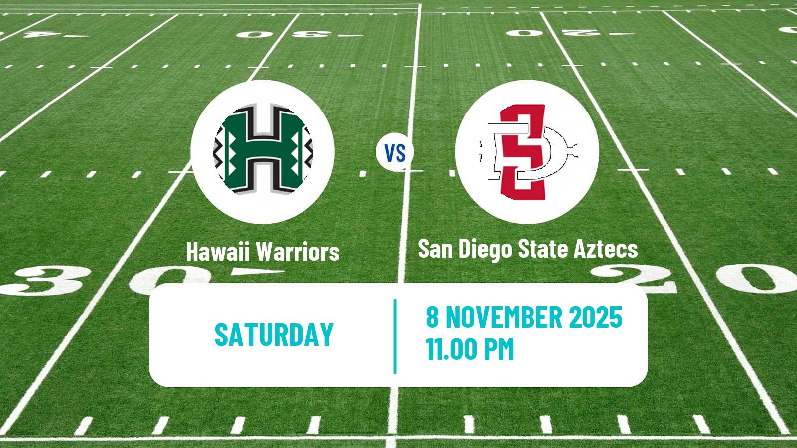 American football NCAA College Football Hawaii Warriors - San Diego State Aztecs