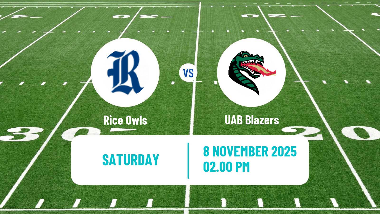 American football NCAA College Football Rice Owls - UAB Blazers