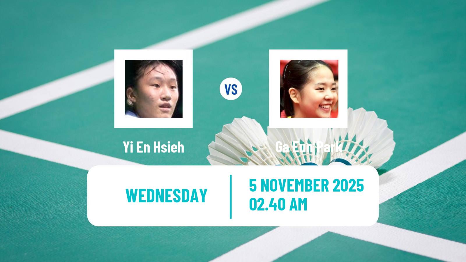 Badminton BWF World Tour Korea Masters Women Yi En Hsieh - Ga Eun Park