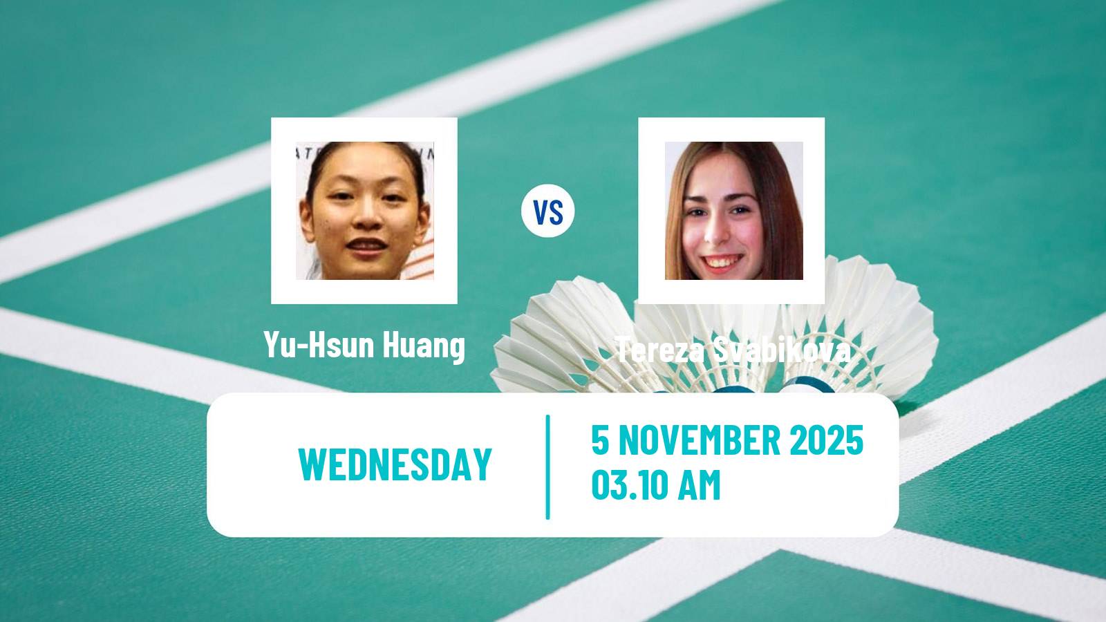 Badminton BWF World Tour Korea Masters Women Yu-Hsun Huang - Tereza Svabikova