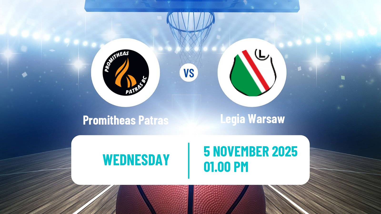 Basketball Champions League Basketball Promitheas Patras - Legia Warsaw