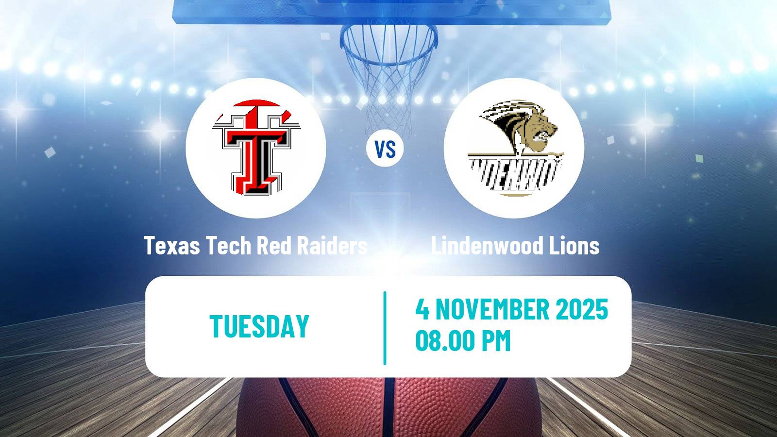 Basketball NCAA College Basketball Texas Tech Red Raiders - Lindenwood Lions